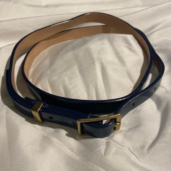 J.crew navy patent leather skinny belt size small